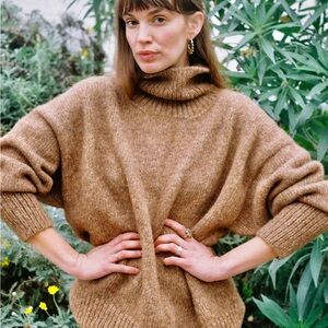 Jaggery London NORA turtleneck / alpaca & pima cotton / autumn leaf